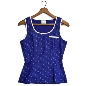 {Deep or Shallow} Anchor Peplum Sleeveless Blouse